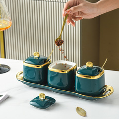 Japanese-style household ceramic seasoning bottles, jars, condiment boxes, oil bottles, vinegar pots, soy sauce pots, storage, seasoning jars, multi-set bundle