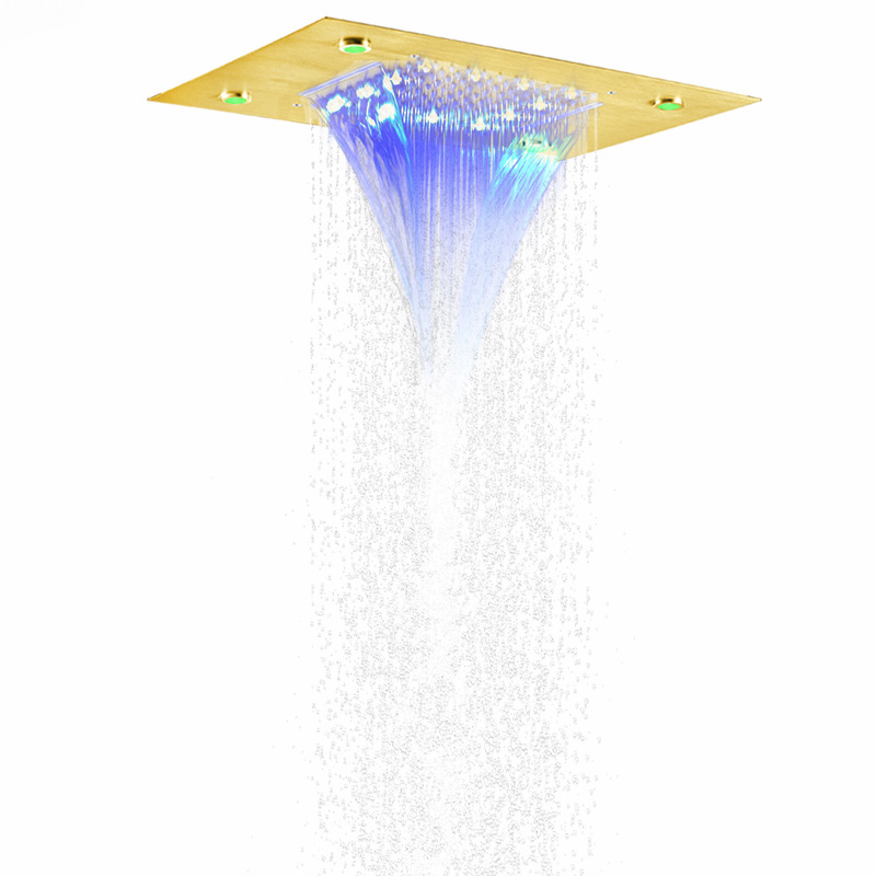 Full copper gold concealed shower shower luxury wire drawing gold top spray shower bathroom wall sprinkler Full copper gold concealed shower shower luxury wire drawing gold top spray shower bathroom wall sprinkler
