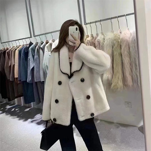 2025 Autumn/Winter New Model Socialite Style Real Lamb Fur Shearling Grain Slimming Fur Coat