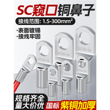 SC铜鼻子接线端子窥口铜鼻子接头A级加厚线鼻子紫铜线耳2.5/4/6