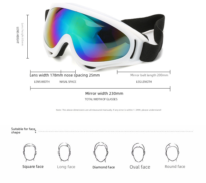 White dazzling winter ski glasses Motorcycle goggles Sports mountaineering goggles Outdoor riding glasses_voghion.com