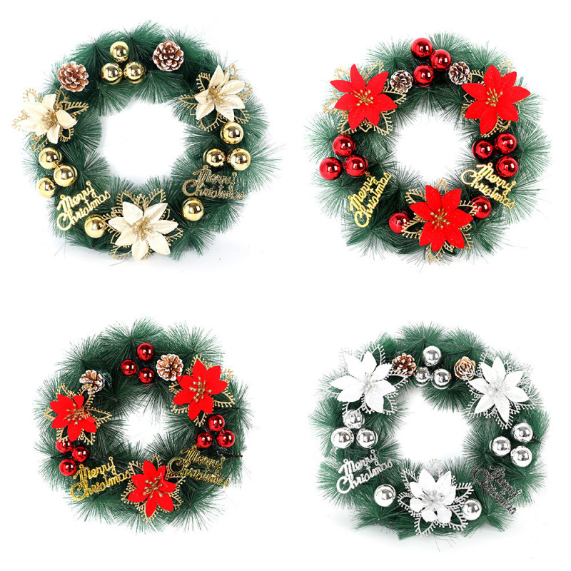 クリスマスガーランド装飾品人工模擬緑植物籐フロントドア花輪吊り下げノックフォード松葉逆さガーランド|undefined