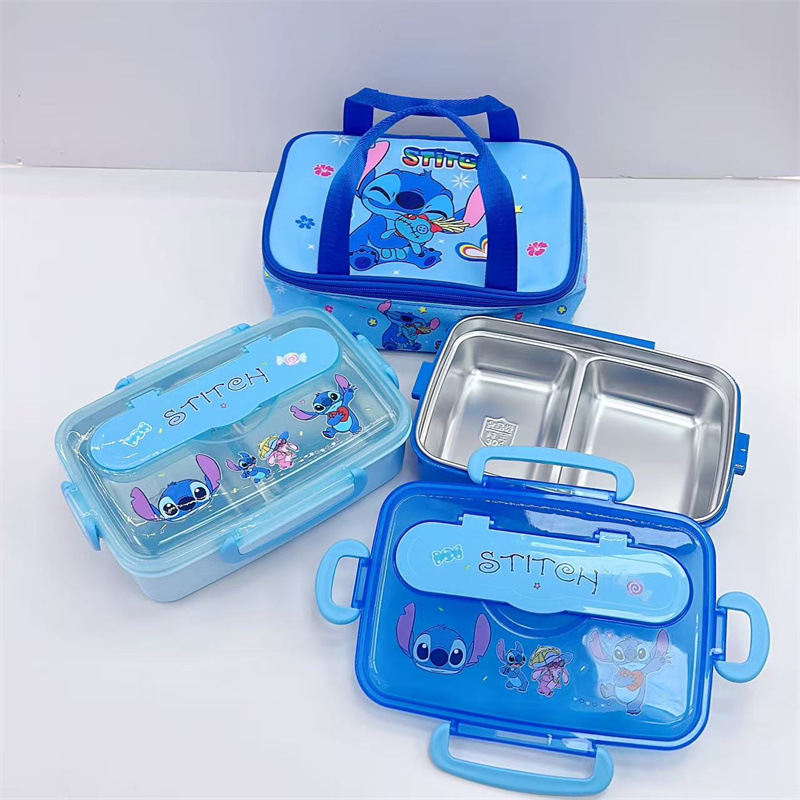 Foreign Trade Stitch Three-Compartment 304 Stainless Steel Lunch Box Insulated Lunch Bag Student Fresh-Keeping Box Insulated Compartment Lunch Box