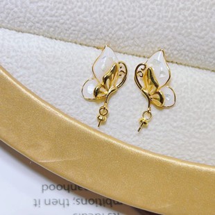 DIY earring accessories Dan Tao S925 sterling silver pin broken shell bow pearl earring earring earring accessories