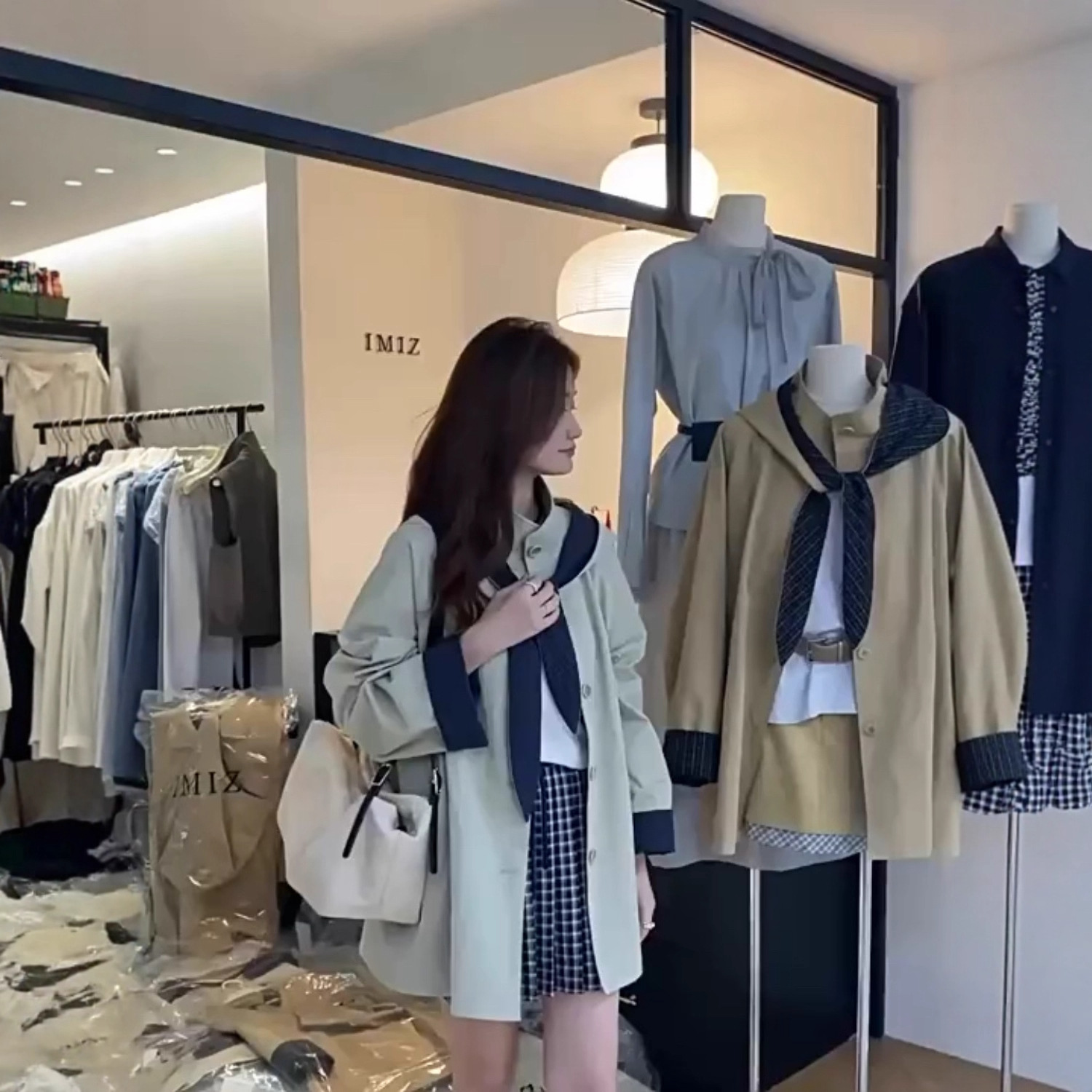 韩版2025秋新款森系日系休闲百搭中长款风衣外套可拆卸披肩套装