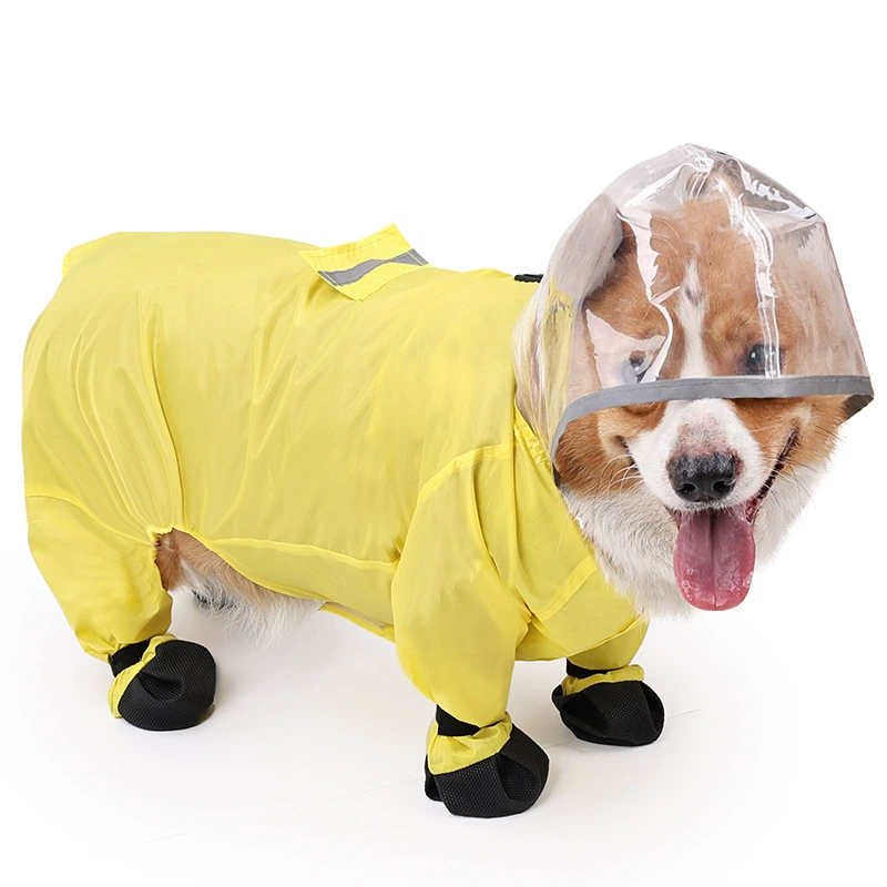 Собака плащ четыре ноги водонепроницаемый все включено, не блокирует зрение, маленькая собака среднего размера, выгула собачью одежду щенка в дождливый день