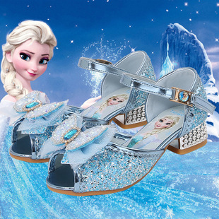 Girls High Heels, Summer Sandals, Elsa Princess Shoes, Kidsren's Sequined Crystal Shoes, Fashionable Soft-Soled Kidsren's Shoes, Summer Shoes