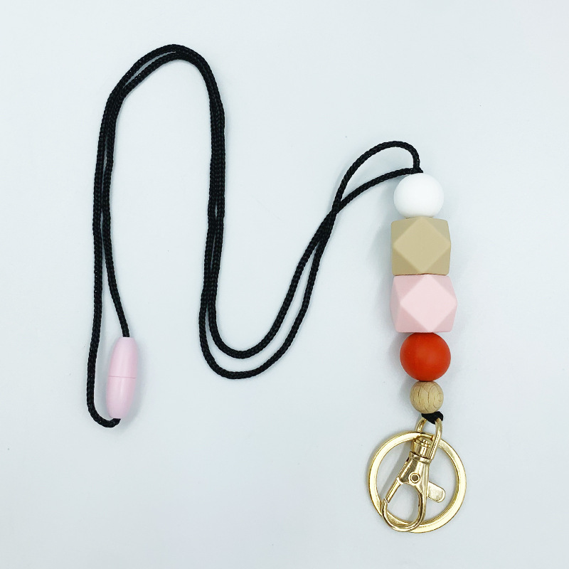 Amazon nuevo collar de insignia versátil maestro enfermera ID de estudiante Cordón de identificación de silicona con cuentas cordón llavero