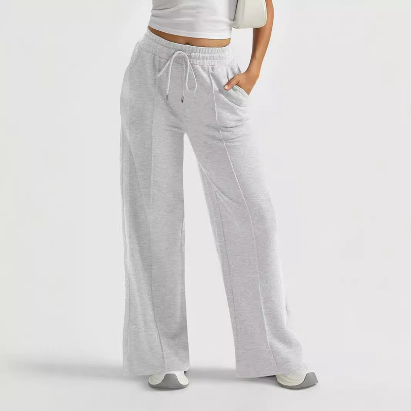 Amazon Cross-border European and American Women's Wide Leg Sports High Waist Loose Flare Pants Drawstring Sports Jogging Pants
