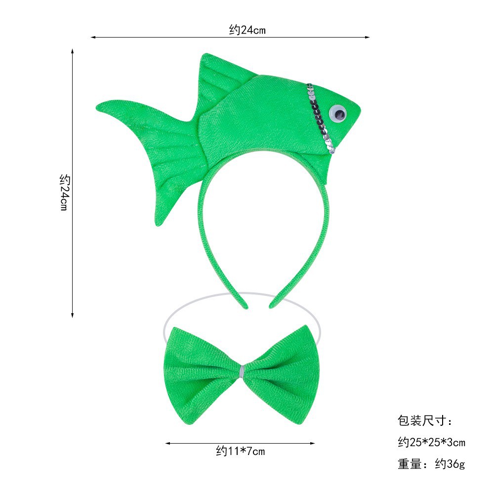 Wansheng rendimiento de la etapa tocado suministros de juego de Navidad peces animales diadema Vida Marina Goldfish diadema