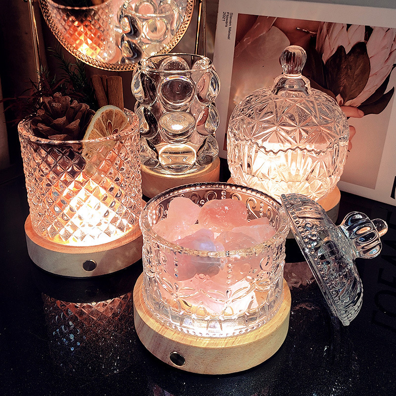 Natural Crystal Transparent Glass Jar Demagnetizing Bowl White Crystal Raw Stone Aromatherapy Stone Diffuser Stone Demagnetizing Stone Decorative Ornament