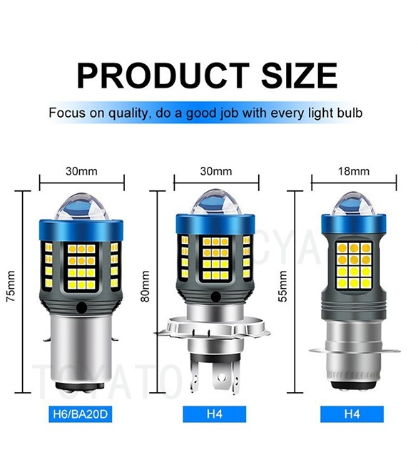Tcyato Angel Eye Cross-Border New Product Led Motorcycle Headlight H4 Ba20D P15D White and Yellow Two-Color Super Bright Front