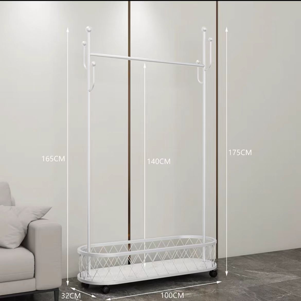 흰색 바구니 높이 16cm * 길이 100cm