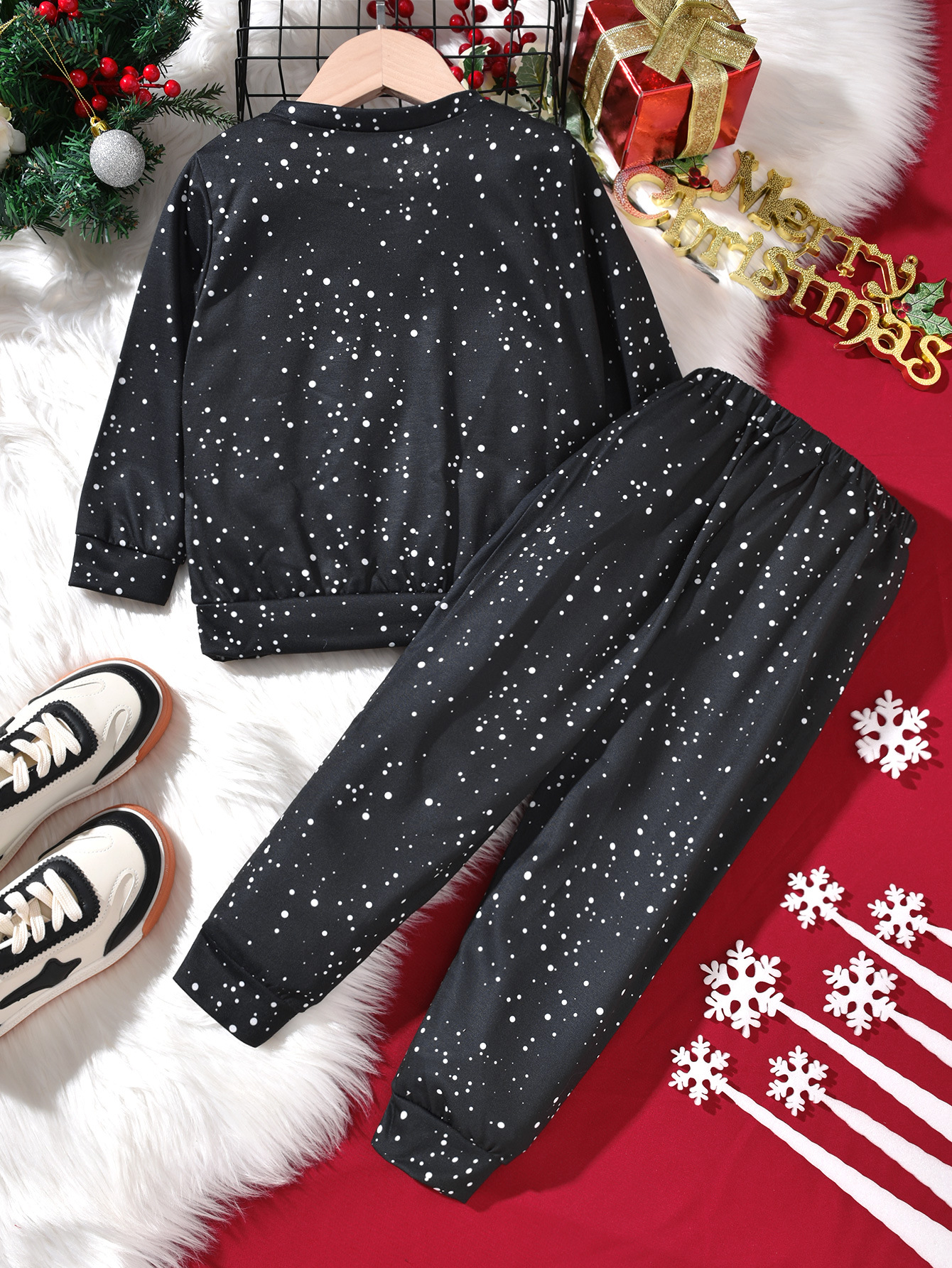 2 Pieces Set Quantity Christmas Cute Santa Claus Letter Snowman Knitted Polyester Boys Clothing Sets