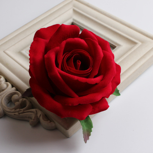 Simulation craft velvet rose gift box flower head flower silk flower corsage flower arrangement large flower headdress wedding decoration wholesale