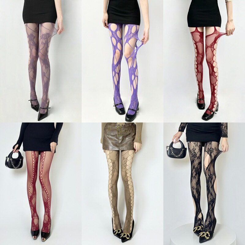 Maillard Nets Sexy Hollow Garter Y2k Dopamine Spice Nightclub Fishnet Stockings Jk Stockings Pure Desire Stockings