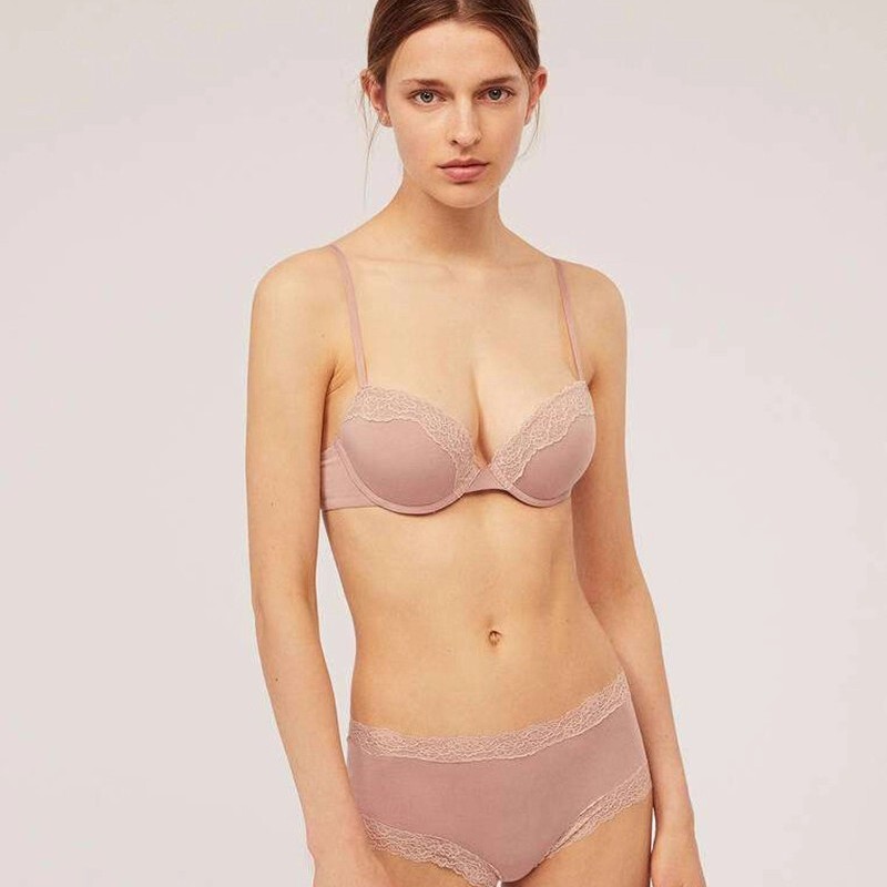 Spanish O Lingerie Smooth Thin Cotton Underwire Anti-Sagging Bra Comfortable Breathable Push-Up Bra