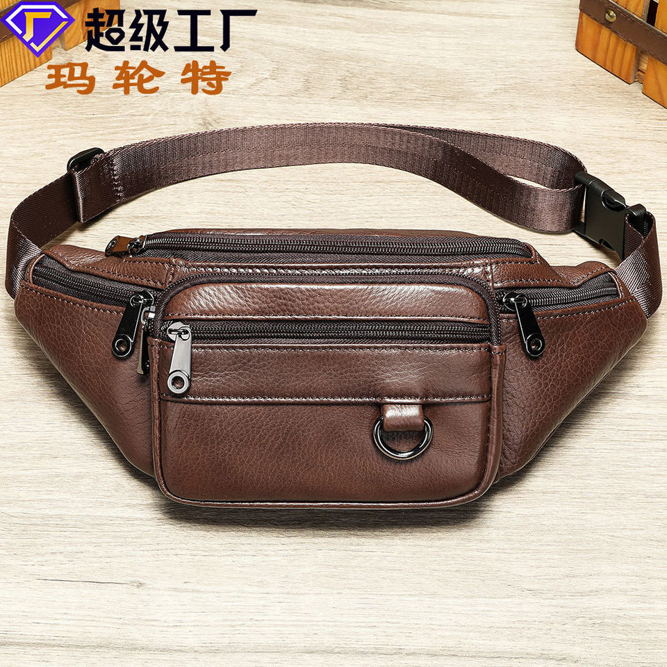 Túi đeo chéo nam da bò thật dạng túi ngực đa năng chống nước, đựng điện thoại 8 inch — 9012 Cà phê, 9012 màu đen, Cà phê, Màu nâu