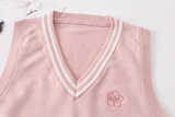 Японский розовый свитер, комплект, студенческая юбка в складку, осенний костюм, пиджак классического кроя, куртка