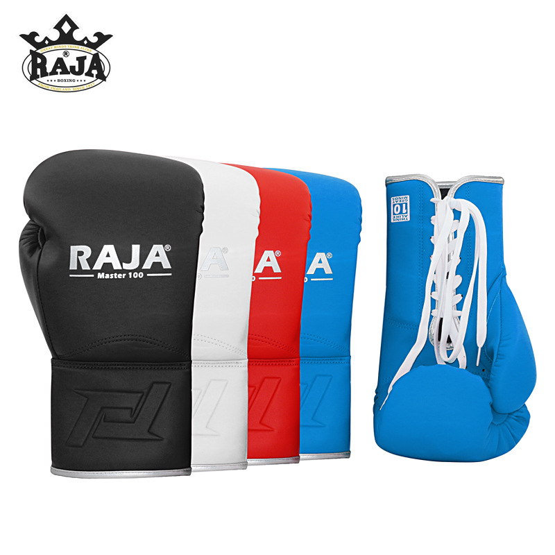 Raja Genuine Boxing Gloves Professional Adult Sanda Fighting Competition Training Gloves Muay Thai Rope Boxing Gloves