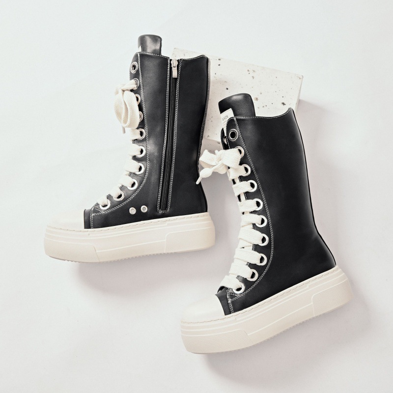 2024 high-top lovers shoes thick-soled versatile lace-up women's shoes foreign trade European and American personality shoes men's plus size women's shoes
