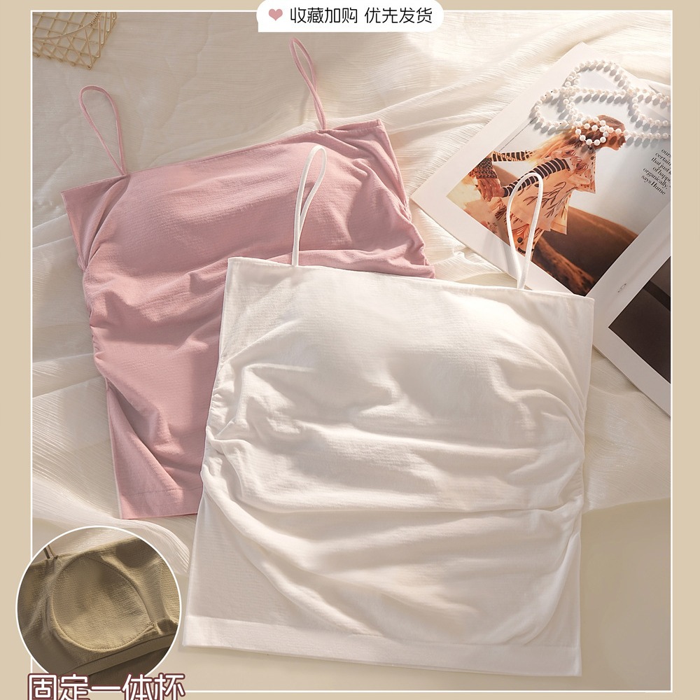 Camisola de espalda de belleza de verano, taza fija de una pieza para mujer