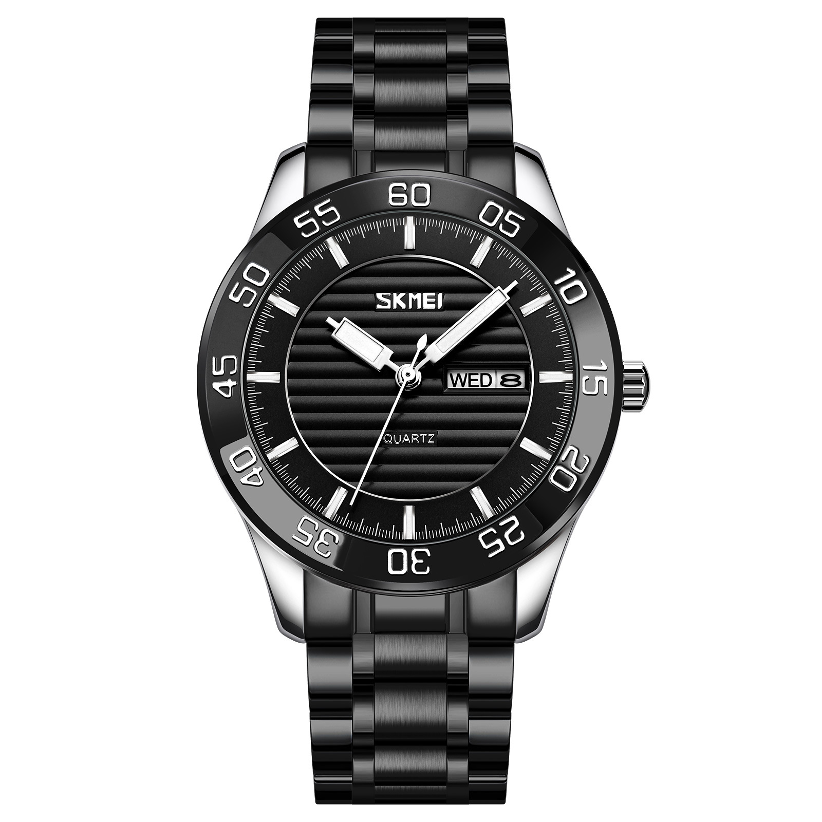 Momento de acero sólido reloj de hombre calendario de ventas calientes transfronterizas reloj de negocios reloj de cuarzo impermeable comercio exterior al por mayor