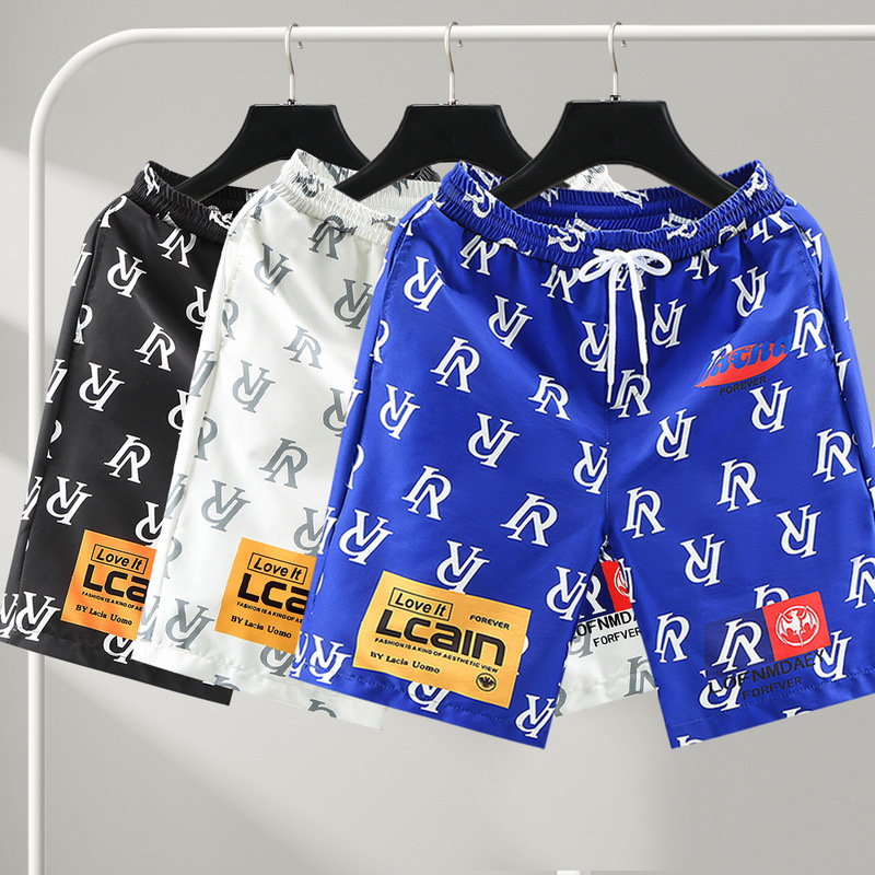 Issilke hurtigtørkende shorts, menns femkantede trendy merke uformell internettkjendis strand sosial ånd ung mann halv_voghion.com