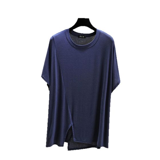 Summer Korean Style New Loose plus size Round Neck Irregular Short-sleeved T-shirt Women's Modal Short-sleeved plus size Base Shirt
