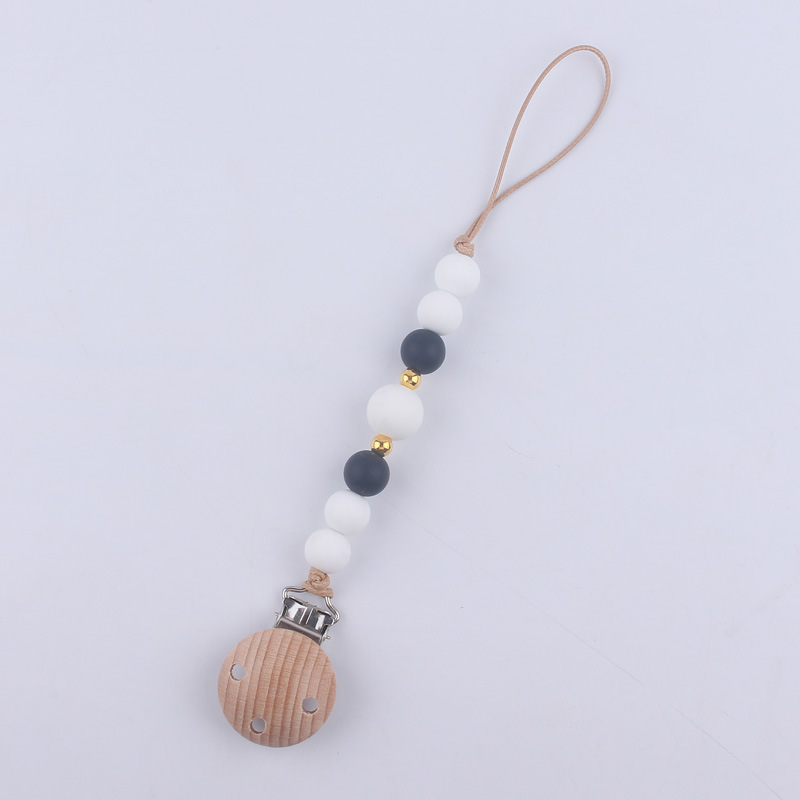 Nuevos suministros para bebés Beech clip calmante bebé DIY cuentas de silicona mordedura molar Cadena de pezón cadena anti-caída