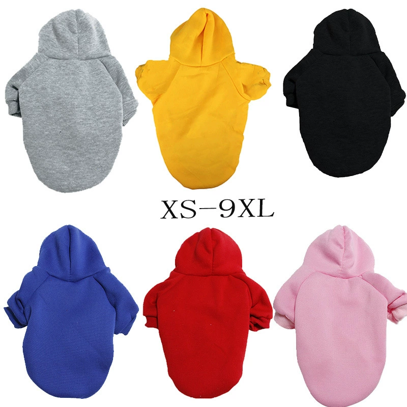 Осенне-зимняя однотонная Одежда для собак теплая одежда для домашних животных на флисовой подкладке толстовка с капюшоном для больших собак шести цветов