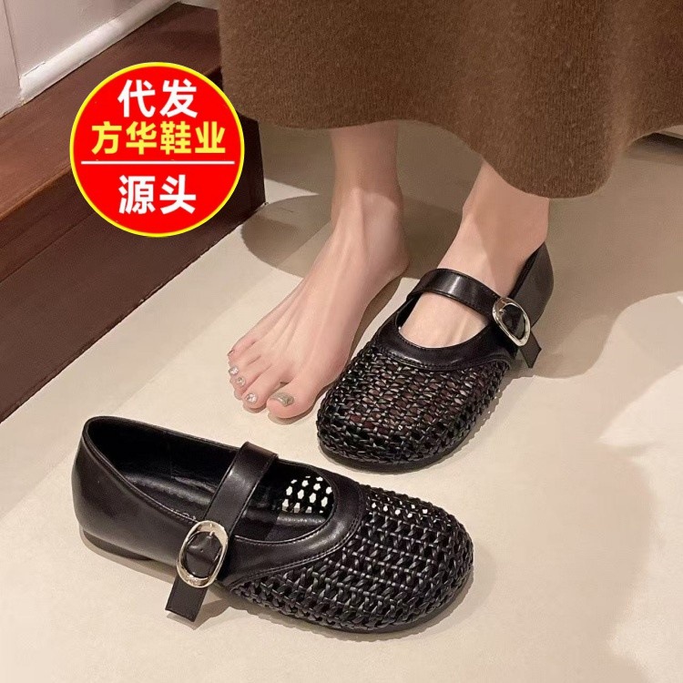 2026, zapatos de verano de banda de tejido hueco, sandalias de red de pesca, nuevos zapatos de suela blanda, Mary Jane.