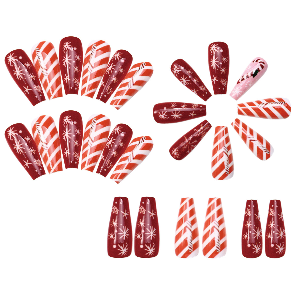 Navidad de vestir uñas de uñas falsas largas Santa Claus copo de nieve Europa y América Navidad alce Navidad decoración de uñas