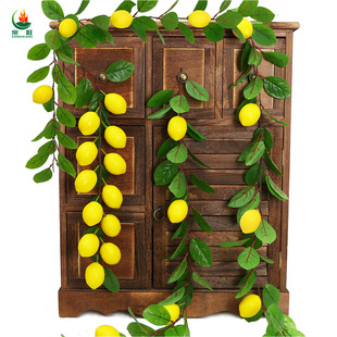 Cross-border lemon ornaments Nordic style artificial green plant wall hanging artificial Vine green leaf soft Vine artificial lemon Rattan