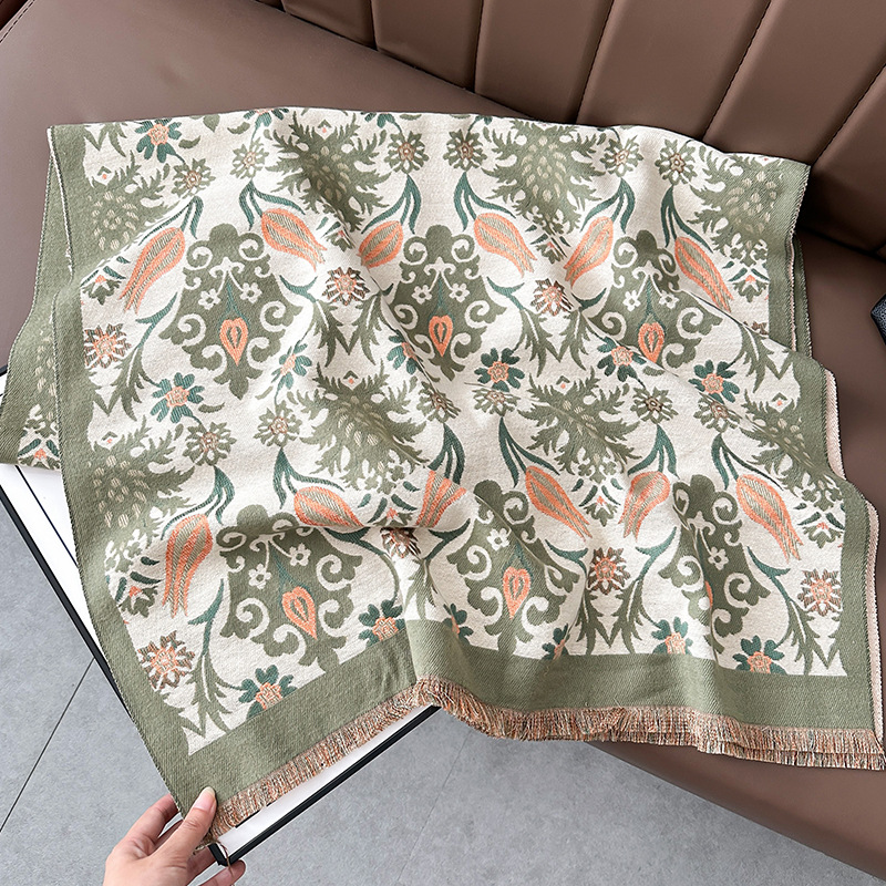 Bufandas coreanas de cachemira de dama 2025 pájaros con un bufón de aire acondicionado que se vuelve más grueso y cálido