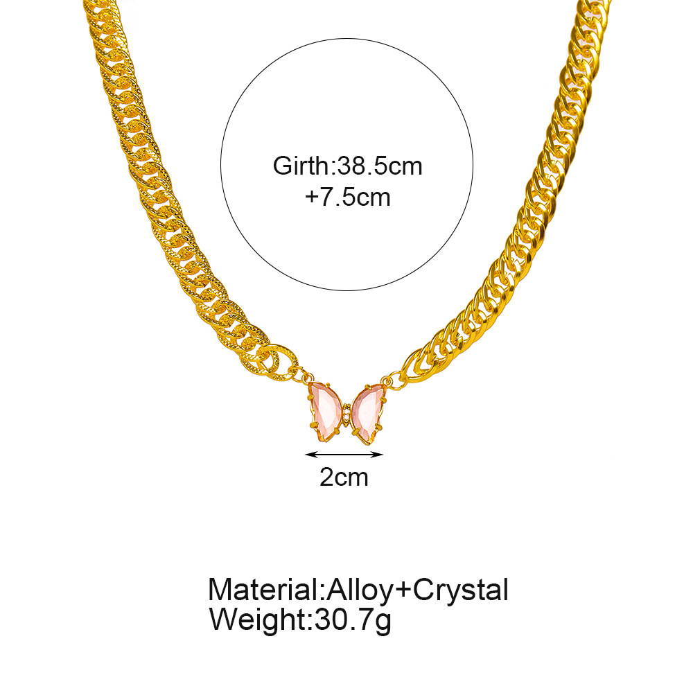 Elegante Gold-überzogene Perle Perlen Schlüsselbein Kette Schmetterling Anhänger Halskette display picture 1