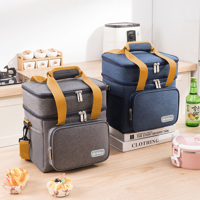 Temu午餐包饭盒袋保温冰包单双层午餐袋防漏手提保温包Lunch Bags