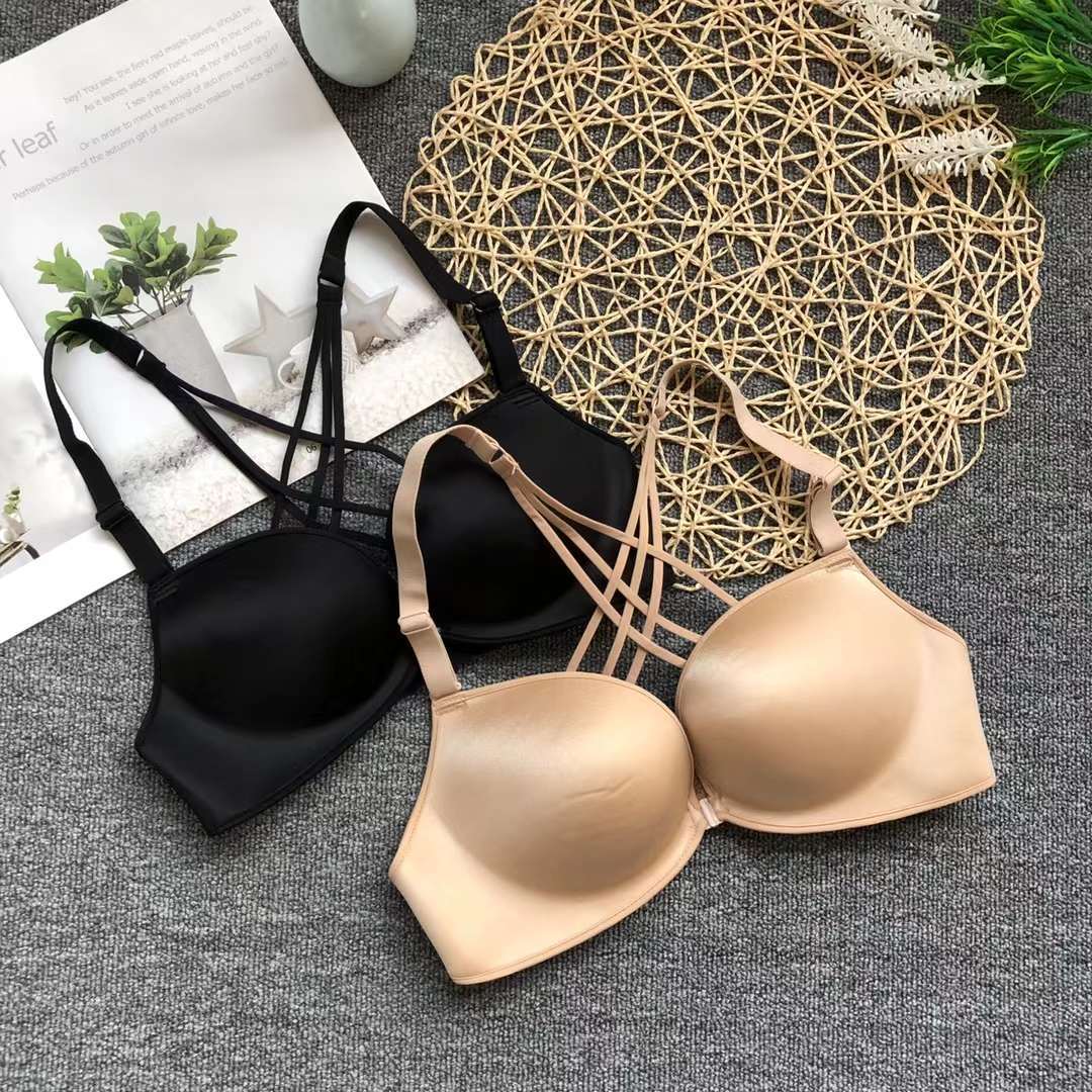 Cruzar la frontera del sudeste asiático estilo japonés estilo francés cómodo empuje hacia arriba estilo francés belleza parte posterior hebilla frontal ropa interior sin costuras sujetador delgado de las mujeres al por mayor