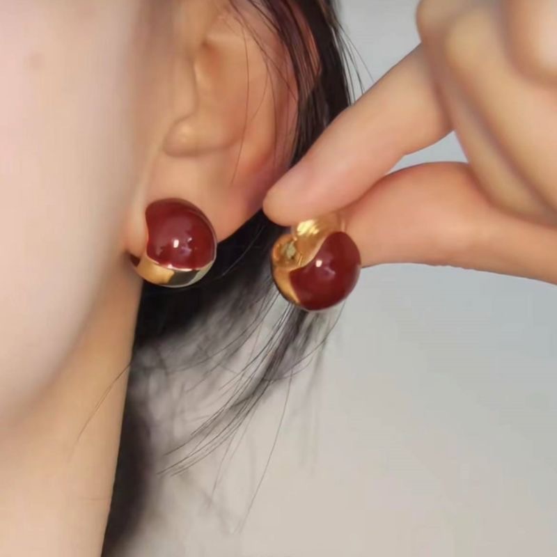 "Ancora Rojo" Retro anillo de orejas rojo mosquito bandeja de orejas clips sin agujeros de orejas pernos blanqueadores aretes de anillo grande