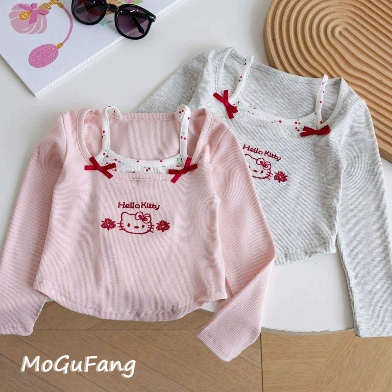 Осенний cartoon набор, модная детская футболка для девочек, детская одежда, slim fit, корейский стиль