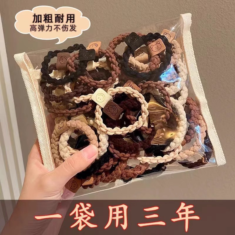 高级感咖色小熊头绳女气质简约高弹力发圈耐用橡皮筋女生扎头发绳|undefined