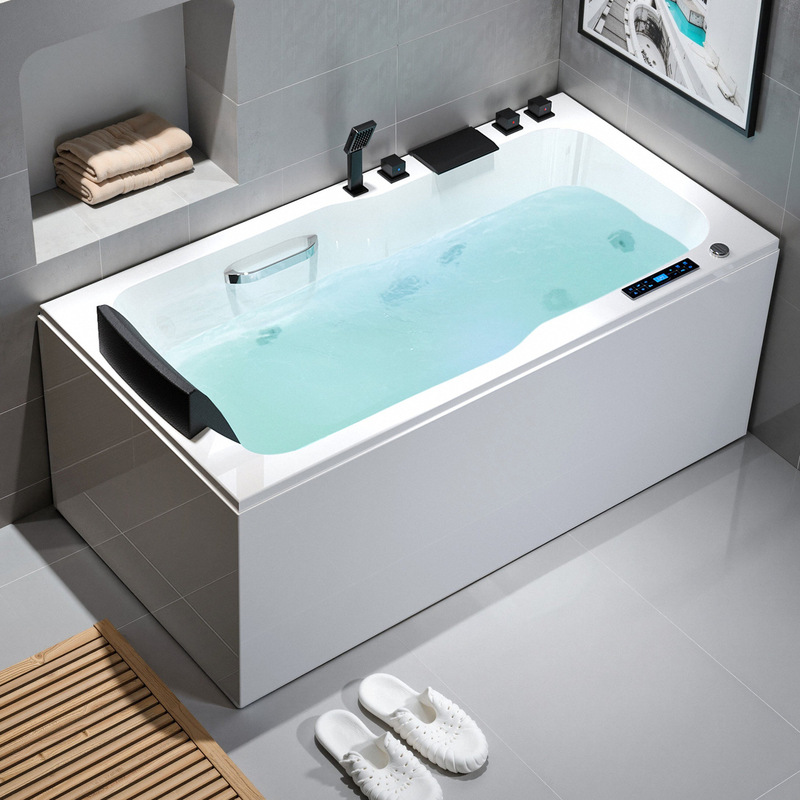 Whirlpool massage bathtub, freestanding, double-skirted, wall-mounted, high pillow, acrylic bathtub, smart heating bathtub, wholesale Whirlpool massage bathtub, freestanding, double-skirted, wall-mounted, high pillow, acrylic bathtub, smart heating bathtub, wholesale