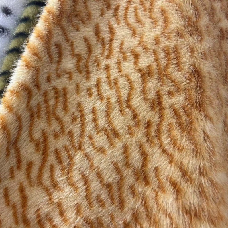 750g de pelo de conejo pequeño visón jacquard estampado de leopardo patrón de ciervo alto bajo abrigo abrigo bolsa tela de juguete en stock