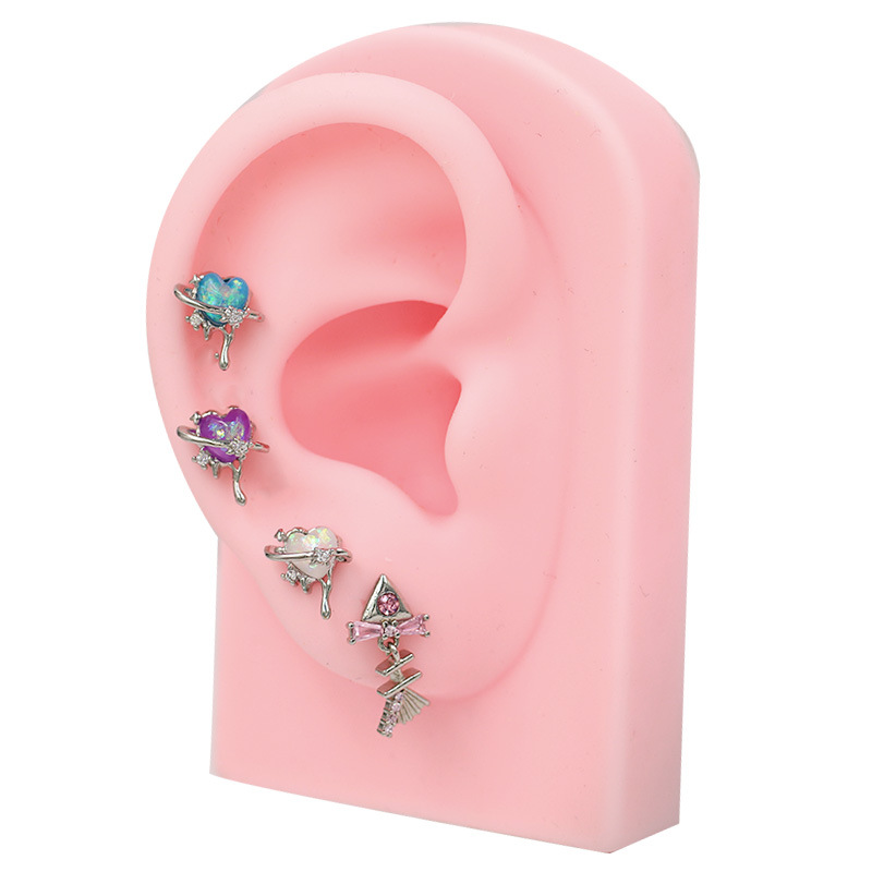 5g Weight Titanium Steel Ear Needle Material Cartilage earrings Classification 1 Piece Quantity Party, Street Occasion Titanium Steel Material Star, Heart Shape, Bow Knot Pattern All Seasons Season Unisex Gender Plating Design Hip-Hop, Streetwear Style 1 Piece Hip-Hop Streetwear Star Heart Shape Bow Knot Plating Titanium Steel Cartilage Earrings 2