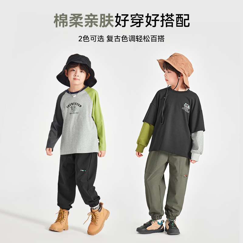 男の子パンツ、春と秋の子供用通気性、伸縮性、快適なカジュアルパンツ、中型および大型子供用マウンテンアウトドアハイキングパンツ|undefined