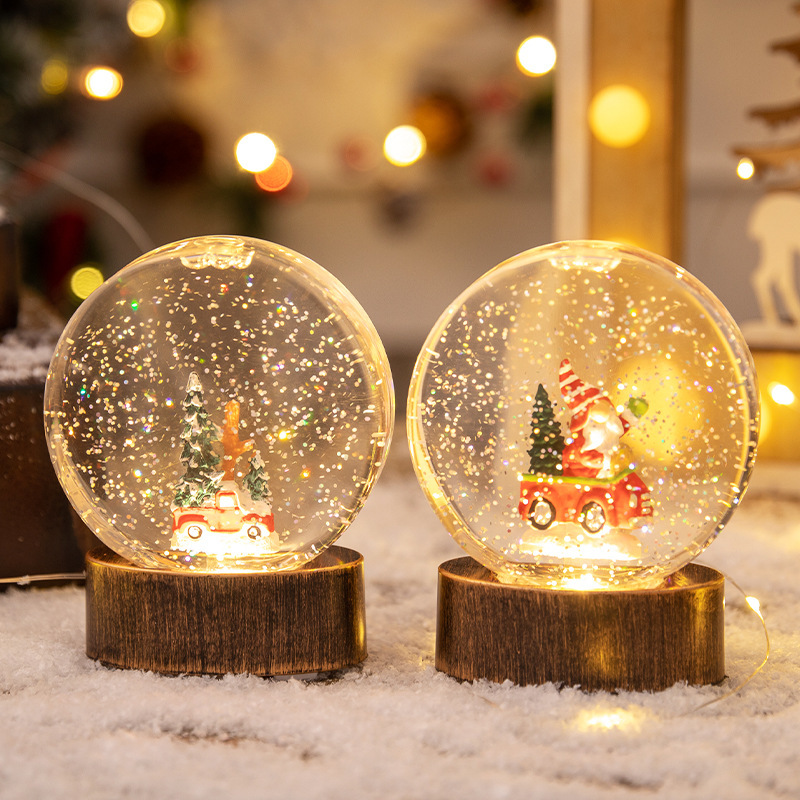 クリスマス装飾品発光水晶球クリスマス小夜灯小風灯創意クリスマスプレゼントシーン置物|undefined