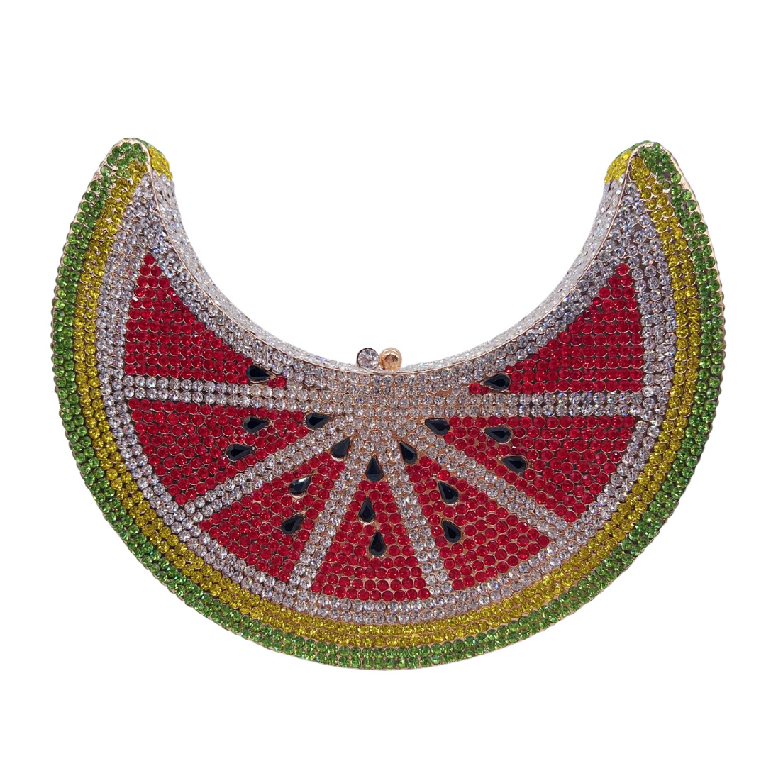 Nueva luna transfronteriza nueva media luna con diamantes bolsas de cena sandía bolsas de mano de diamantes bolsas europeas y americanas vestidos de fiesta bolsas de mujer