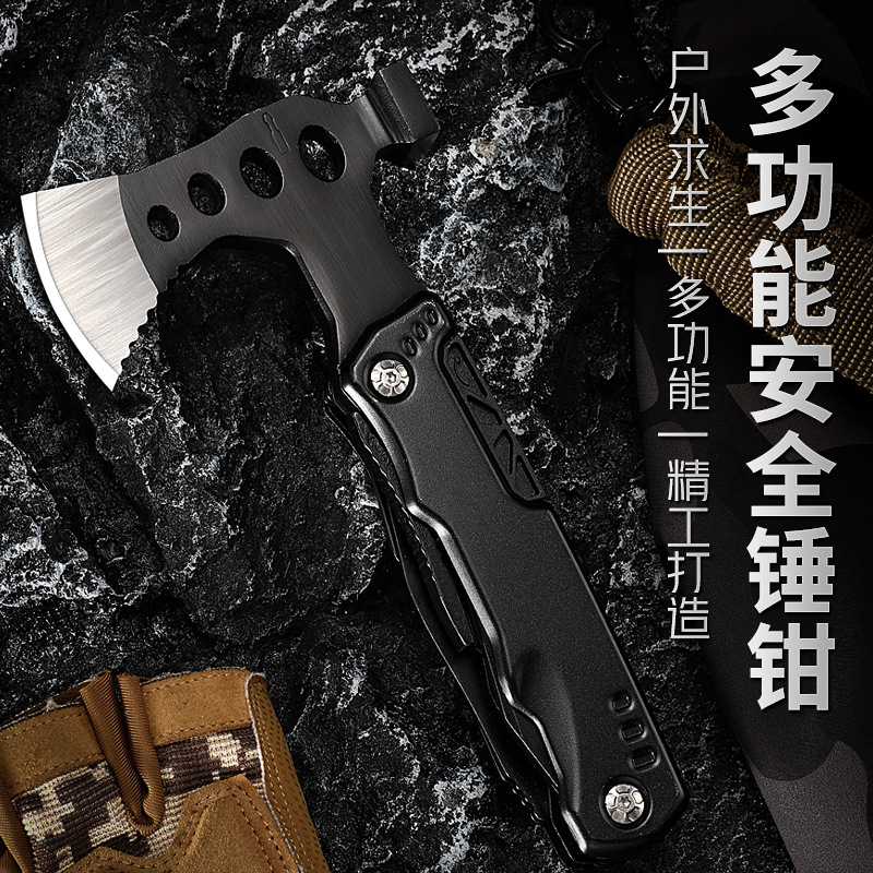 户外野营求生开山伐木斧头捶斧家用腰斧劈柴战术斧多功能不锈钢