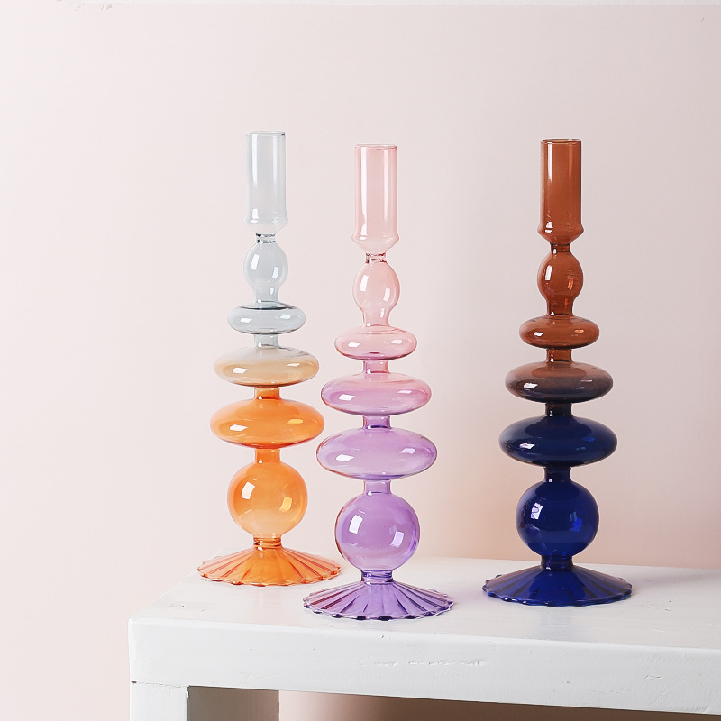 Simple Style Irregular Gradient Color Glass Vase display picture 1