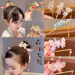 古風漢服髮飾唐裝拜年服裝古風步搖公主髮飾簪女童古裝中國風皇冠